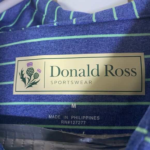 Donald Ross Men's Medium Golf Polo Shirt Blue Green Striped Casual PGA - Picture 6 of 11